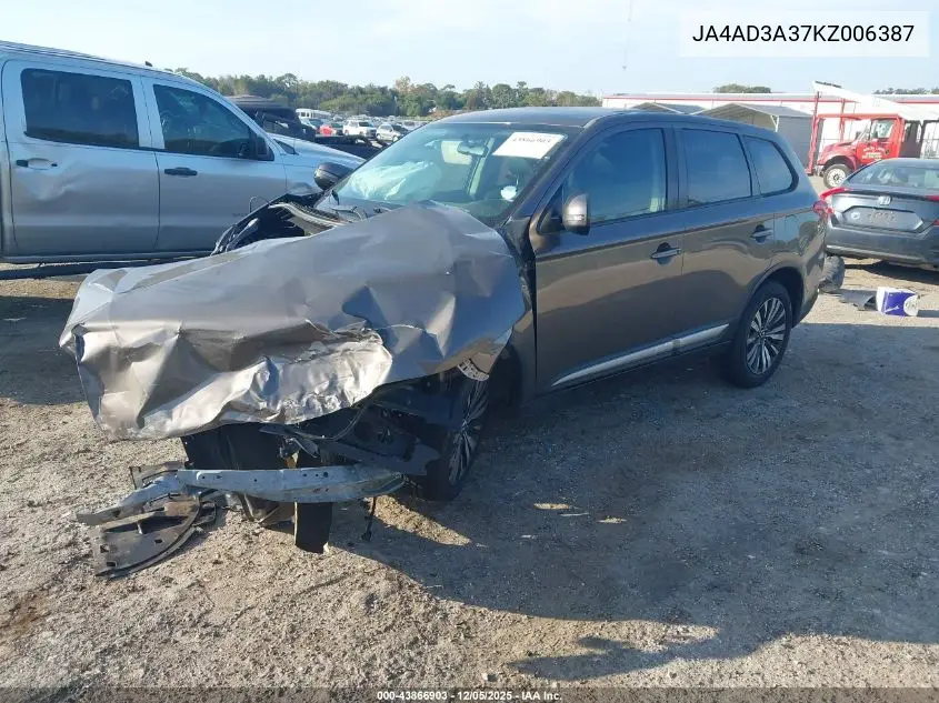 JA4AD3A37KZ006387 2019 Mitsubishi Outlander Se