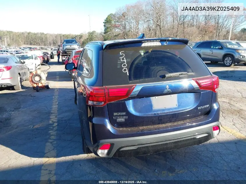 JA4AD3A39KZ025409 2019 Mitsubishi Outlander Le