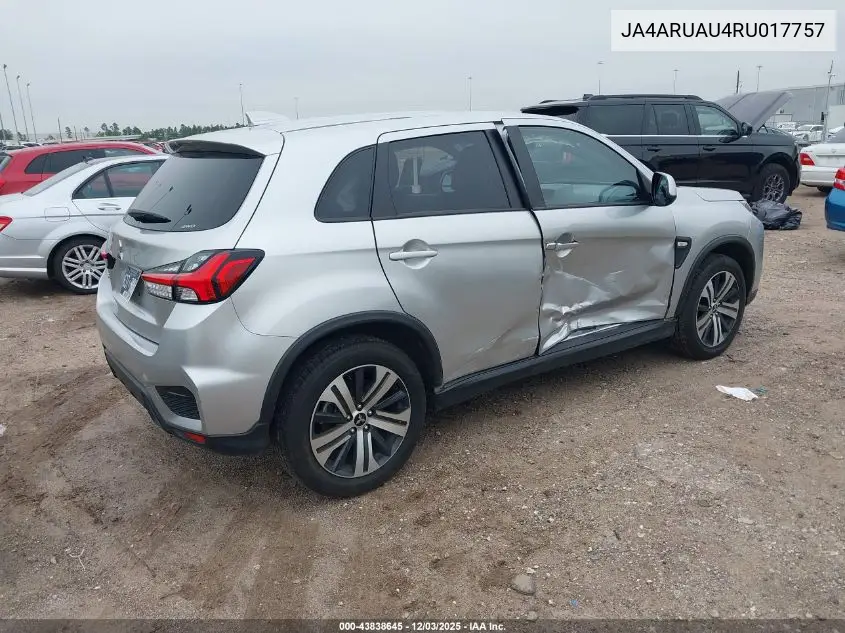 JA4ARUAU4RU017757 2024 Mitsubishi Outlander Sport 2.0 Es Awc/2.0 Le Awc/2.0 Ralliart Awc/2.0 S Awc/2.0 Se Awc/2.0 Trail Edition Awc