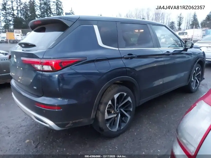 JA4J4VA81RZ062357 2024 Mitsubishi Outlander Se 2.5 S-Awc/Se Black Edition S-Awc/Se Black Edition W/Pano Roof S-Awc/Se Ralliart S-Awc
