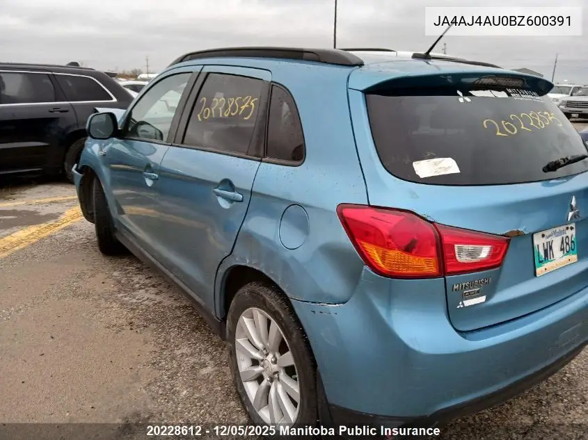 JA4AJ4AU0BZ600391 2011 Mitsubishi Rvr Gt