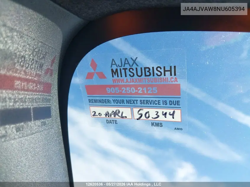 2022 Mitsubishi Rvr Gt/Le/Se/Sel VIN: JA4AJVAW8NU605394 Lot: 12620536