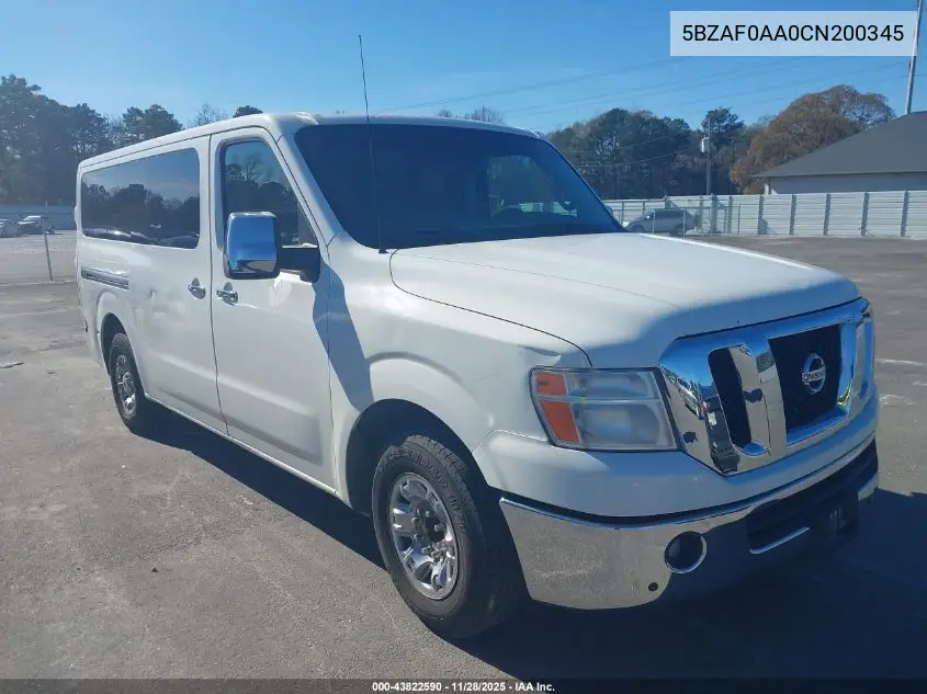 5BZAF0AA0CN200345 2012 Nissan Nv 3500 Nv3500 Hd Sl V8