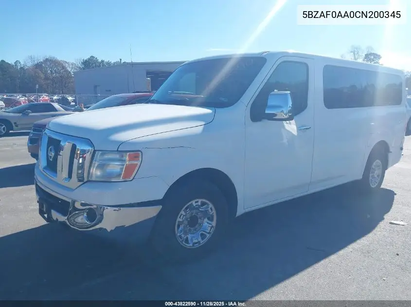 5BZAF0AA0CN200345 2012 Nissan Nv 3500 Nv3500 Hd Sl V8