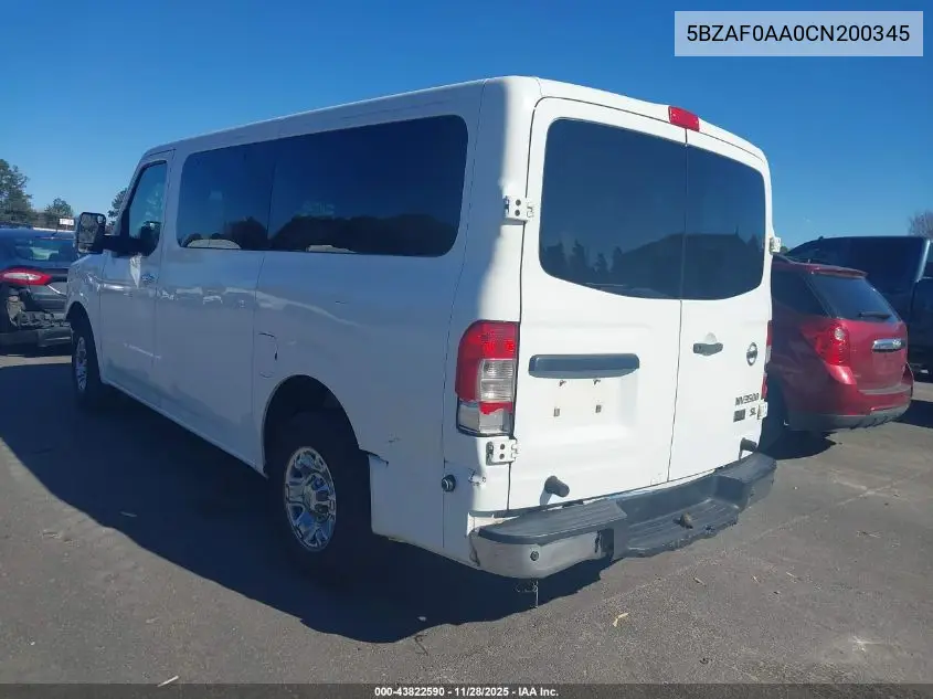5BZAF0AA0CN200345 2012 Nissan Nv 3500 Nv3500 Hd Sl V8