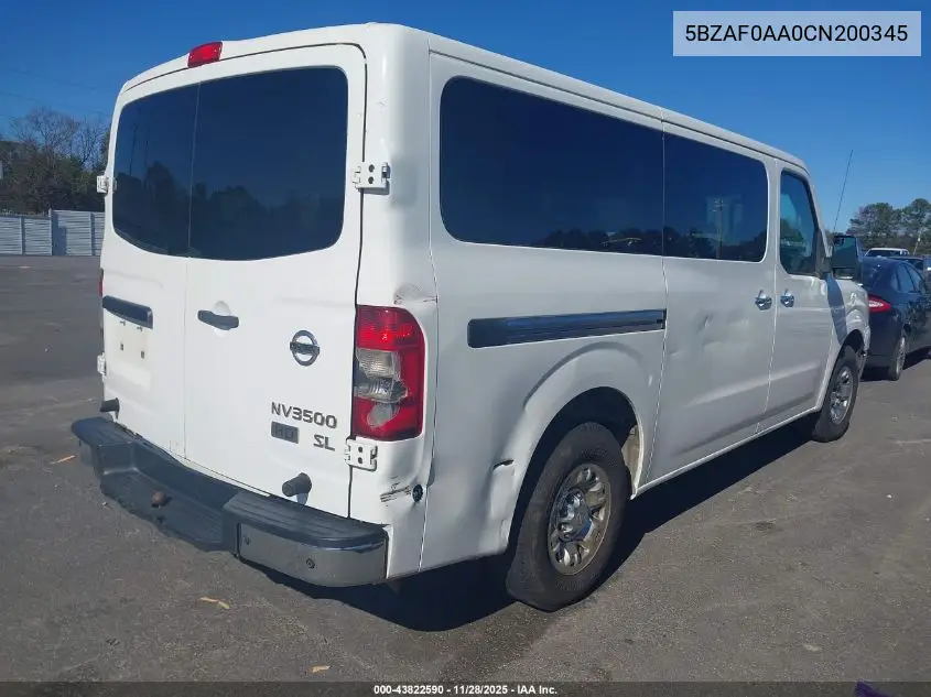 5BZAF0AA0CN200345 2012 Nissan Nv 3500 Nv3500 Hd Sl V8