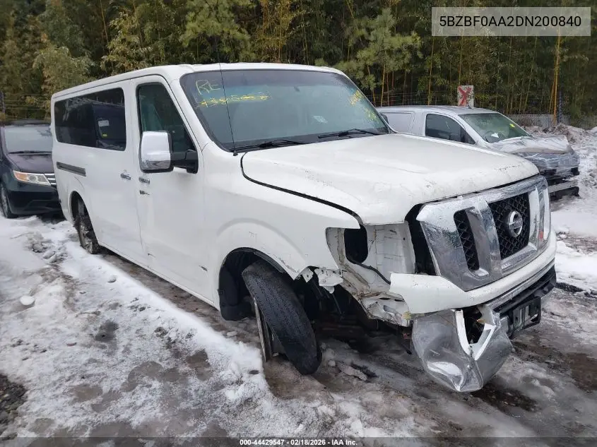 5BZBF0AA2DN200840 2013 Nissan Nv Passenger Nv3500 Hd Sv V6
