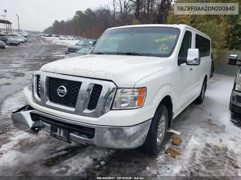 5BZBF0AA2DN200840 2013 Nissan Nv Passenger Nv3500 Hd Sv V6