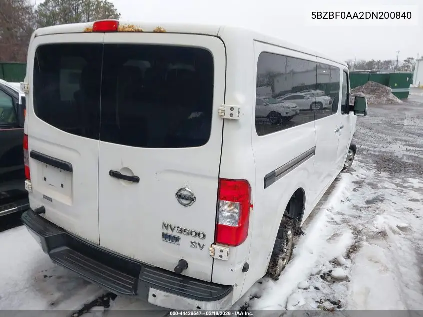5BZBF0AA2DN200840 2013 Nissan Nv Passenger Nv3500 Hd Sv V6