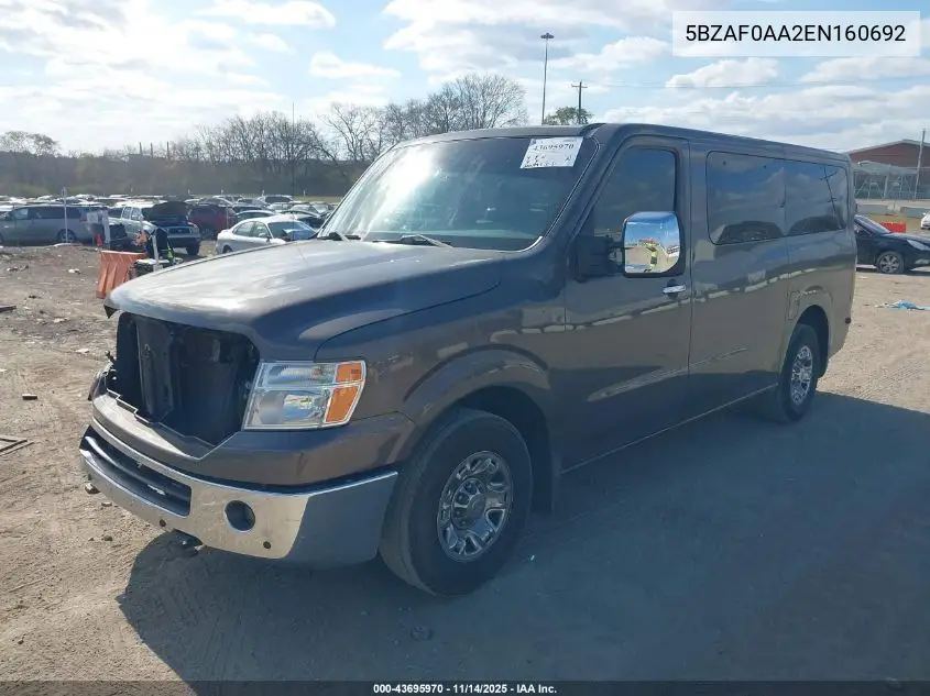 5BZAF0AA2EN160692 2014 Nissan Nv Passenger Nv3500 Hd Sl V8