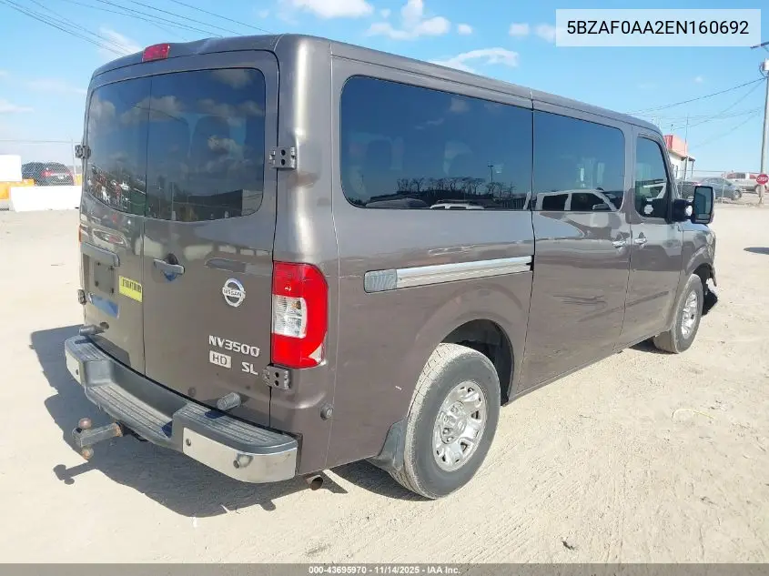 5BZAF0AA2EN160692 2014 Nissan Nv Passenger Nv3500 Hd Sl V8