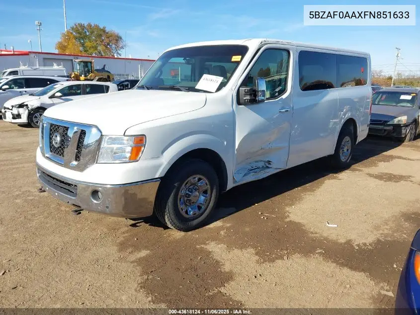 5BZAF0AAXFN851633 2015 Nissan Nv Passenger Nv3500 Hd Sl V8