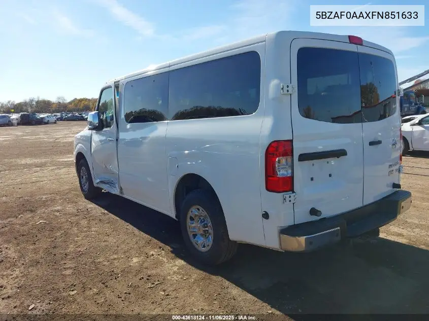 5BZAF0AAXFN851633 2015 Nissan Nv Passenger Nv3500 Hd Sl V8