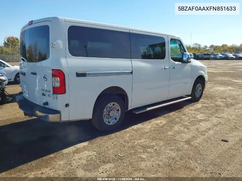 5BZAF0AAXFN851633 2015 Nissan Nv Passenger Nv3500 Hd Sl V8