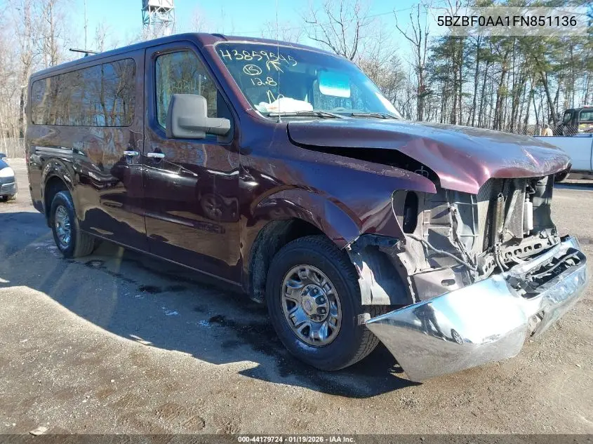 5BZBF0AA1FN851136 2015 Nissan Nv Passenger Nv3500 Hd Sv V6