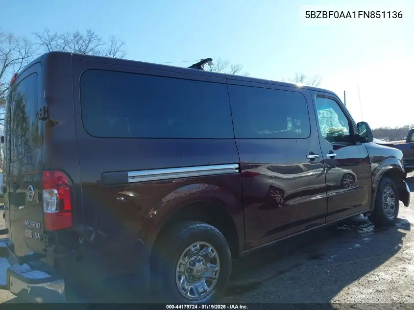 5BZBF0AA1FN851136 2015 Nissan Nv Passenger Nv3500 Hd Sv V6