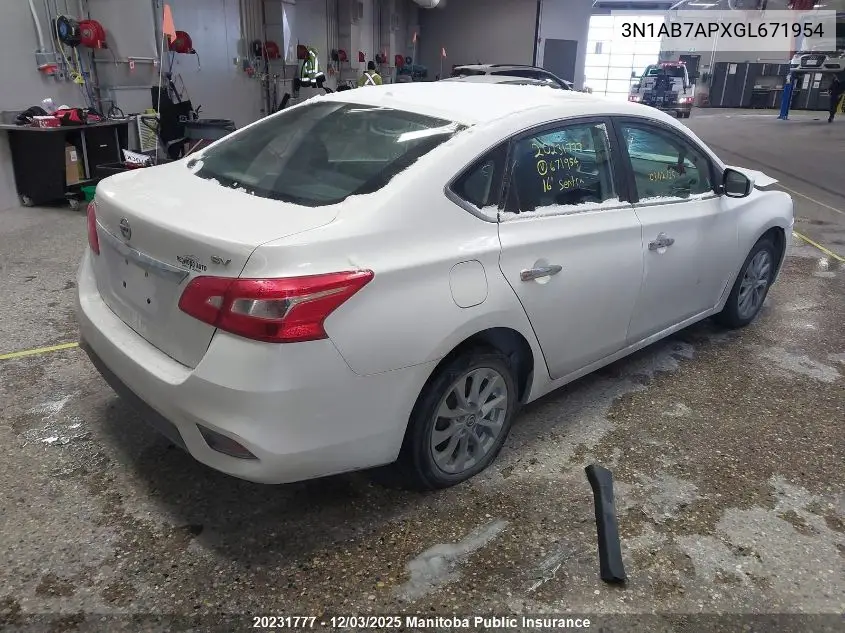 3N1AB7APXGL671954 2016 Nissan Sentra 1.8 Sv
