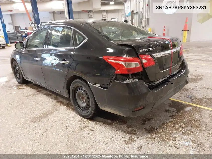 3N1AB7AP8KY353231 2019 Nissan Sentra 1.8 S