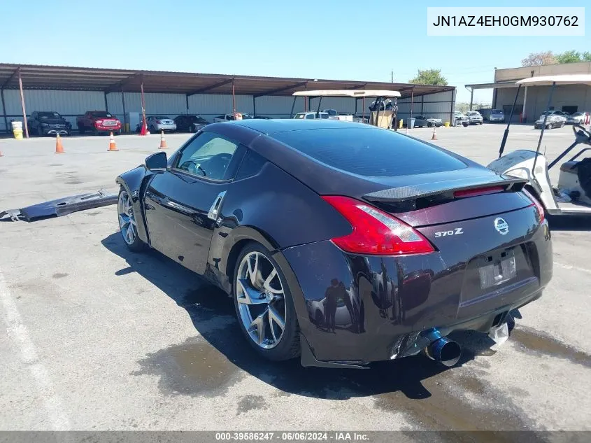 2016 Nissan 370Z VIN: JN1AZ4EH0GM930762 Lot: 39586247