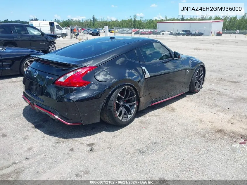 2016 Nissan 370Z Nismo Tech VIN: JN1AZ4EH2GM936000 Lot: 39712162