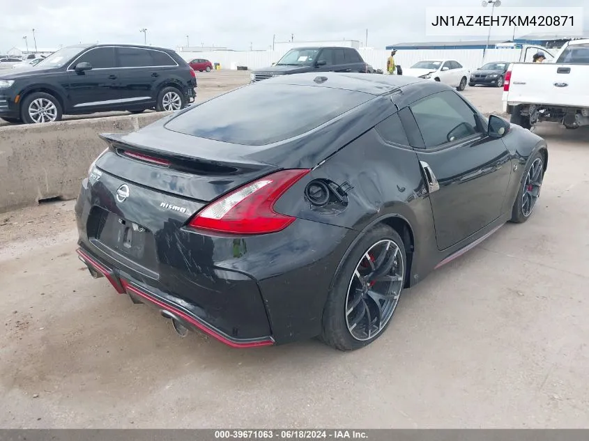 2019 Nissan 370Z Nismo VIN: JN1AZ4EH7KM420871 Lot: 39671063