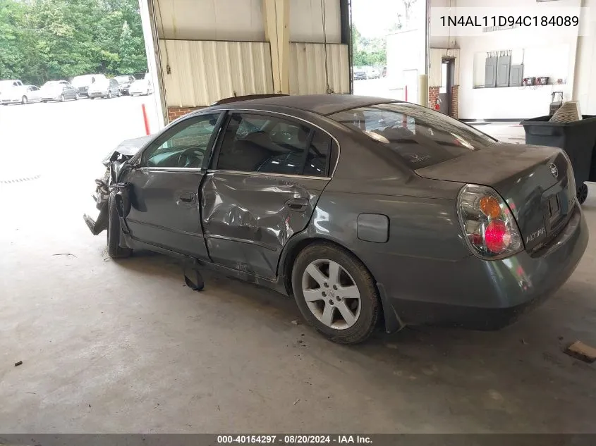 2004 Nissan Altima 2.5 Sl VIN: 1N4AL11D94C184089 Lot: 40154297