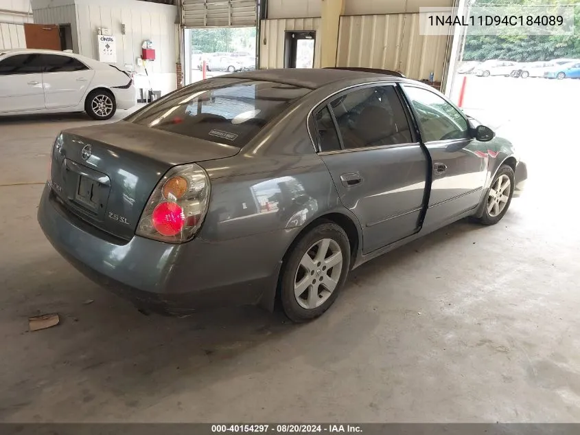 2004 Nissan Altima 2.5 Sl VIN: 1N4AL11D94C184089 Lot: 40154297