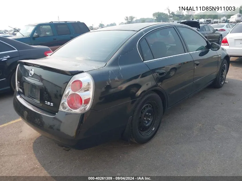 2005 Nissan Altima 2.5 S VIN: 1N4AL11D85N911003 Lot: 40261309