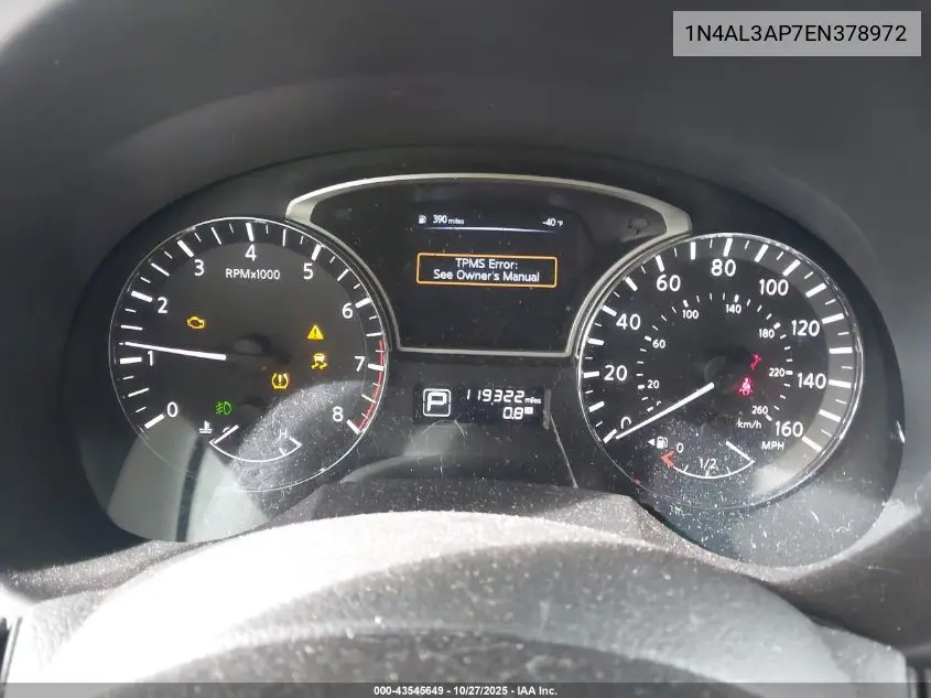 1N4AL3AP7EN378972 2014 Nissan Altima 2.5/2.5 S/2.5 Sl/2.5 Sv