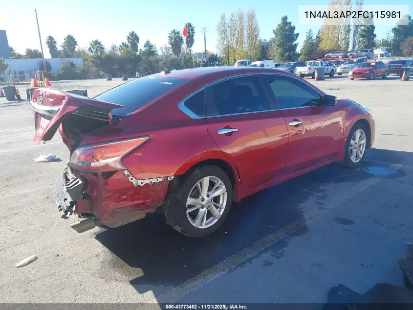1N4AL3AP2FC115981 2015 Nissan Altima 2.5 Sv