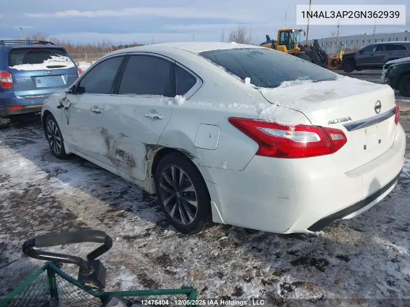 1N4AL3AP2GN362939 2016 Nissan Altima 2.5/2.5 S/2.5 Sl Tech/2.5 Sr/2.5 Sv