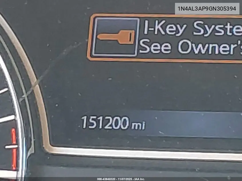 1N4AL3AP9GN305394 2016 Nissan Altima 2.5/2.5 S/2.5 Sl/2.5 Sr/2.5 Sv