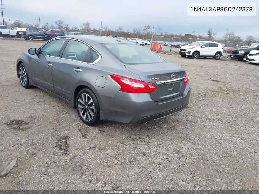 1N4AL3AP8GC242378 2016 Nissan Altima 2.5 Sv
