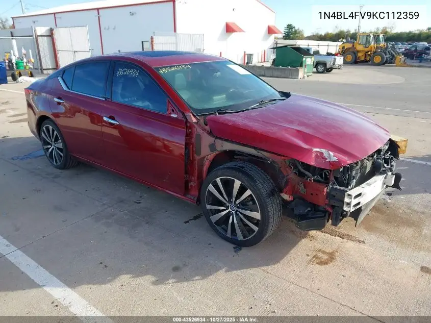 1N4BL4FV9KC112359 2019 Nissan Altima 2.5 Platinum