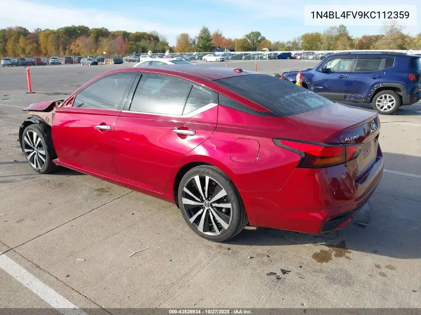 1N4BL4FV9KC112359 2019 Nissan Altima 2.5 Platinum