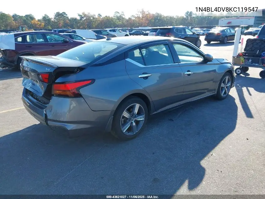 1N4BL4DV8KC119547 2019 Nissan Altima 2.5 Sv