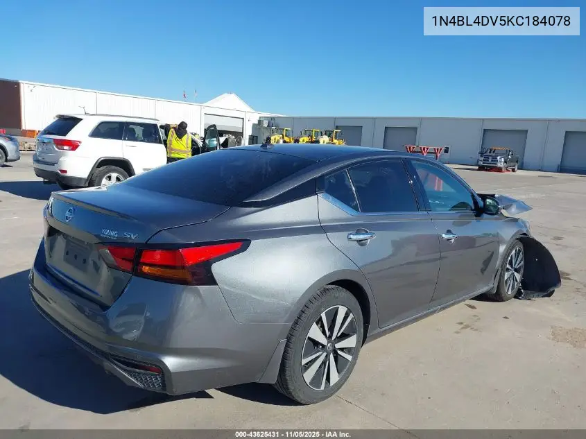 1N4BL4DV5KC184078 2019 Nissan Altima 2.5 Sv