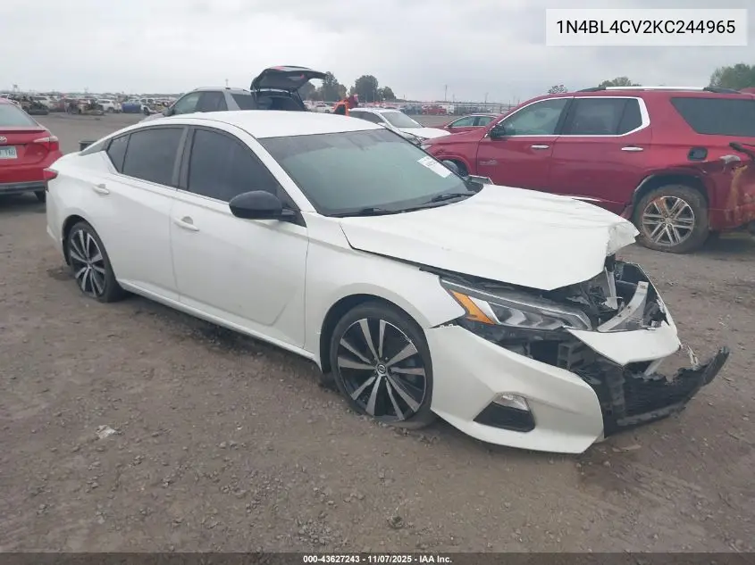 1N4BL4CV2KC244965 2019 Nissan Altima 2.5 Sr