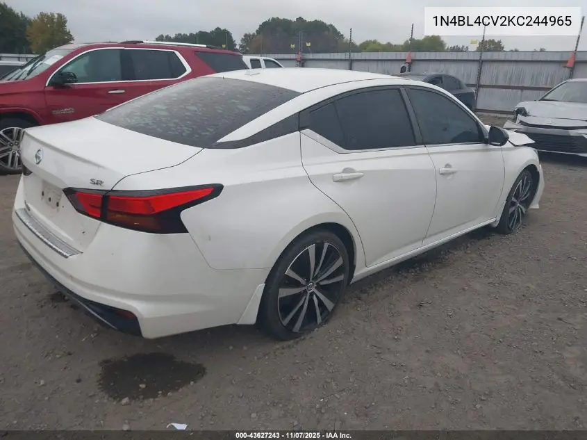 1N4BL4CV2KC244965 2019 Nissan Altima 2.5 Sr