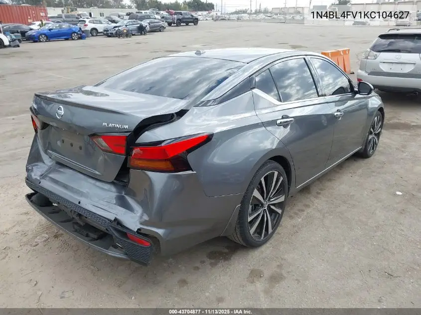 1N4BL4FV1KC104627 2019 Nissan Altima 2.5 Platinum