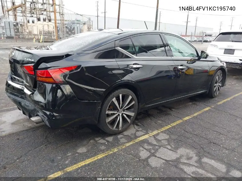1N4BL4FV1KC195740 2019 Nissan Altima 2.5 Platinum