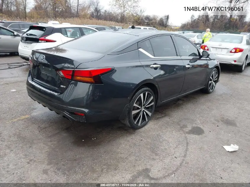 1N4BL4FW7KC196061 2019 Nissan Altima 2.5 Platinum