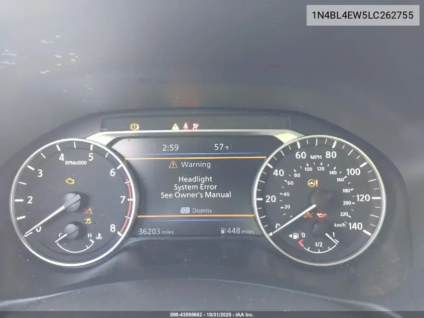 1N4BL4EW5LC262755 2020 Nissan Altima Sl Intelligent Awd