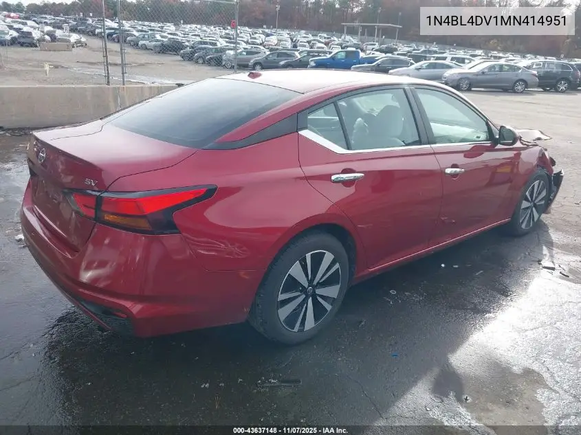 1N4BL4DV1MN414951 2021 Nissan Altima Sv Fwd