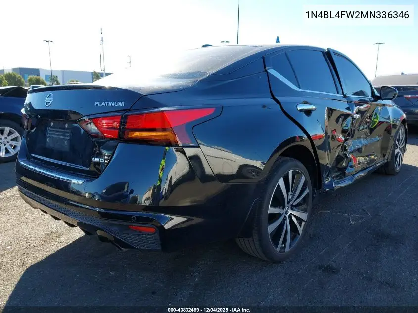 1N4BL4FW2MN336346 2021 Nissan Altima Platinum Intelligent Awd