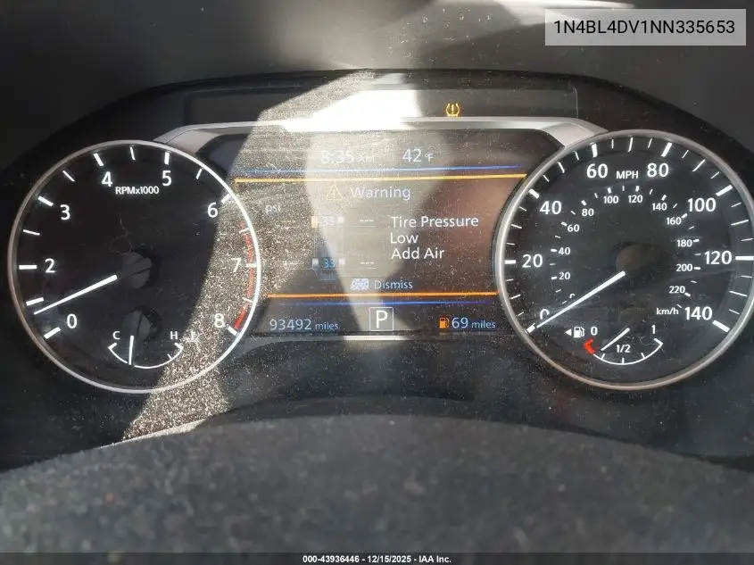 1N4BL4DV1NN335653 2022 Nissan Altima Sv Fwd