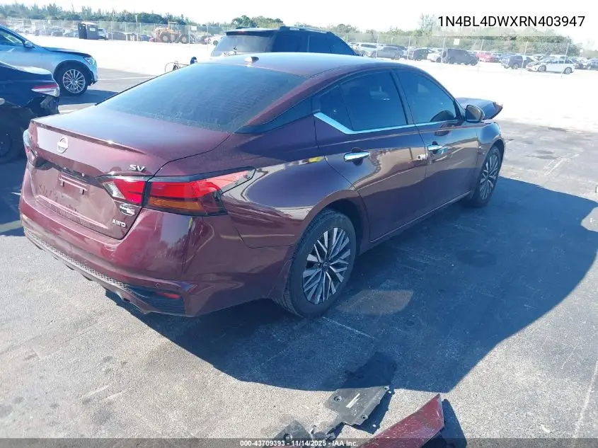 1N4BL4DWXRN403947 2024 Nissan Altima Sv Intelligent Awd