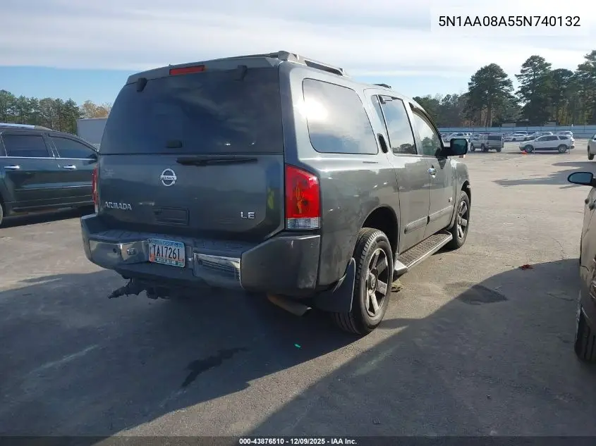 5N1AA08A55N740132 2005 Nissan Armada Le