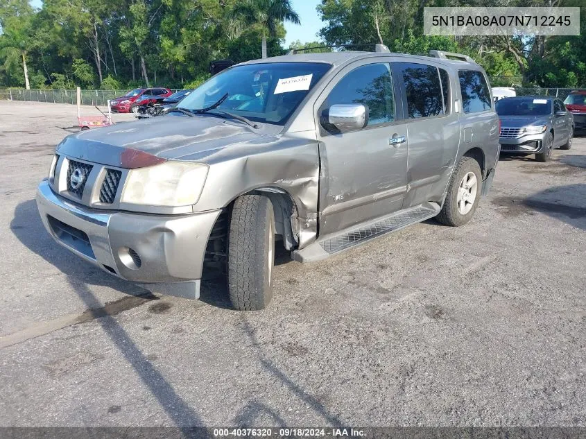 2007 Nissan Armada Se/Le VIN: 5N1BA08A07N712245 Lot: 40376320