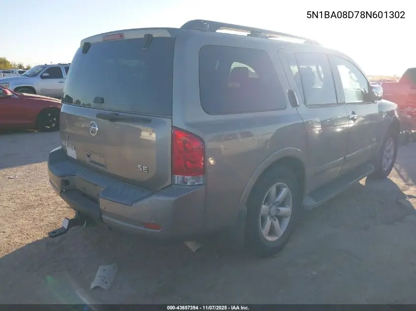 5N1BA08D78N601302 2008 Nissan Armada Se